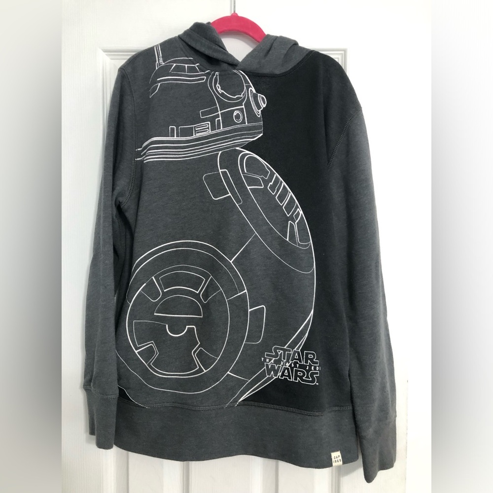 Gap 1969 Star Wars‎ BB-8 hooded grey sweatshirt boys size XL 12 school outdoor